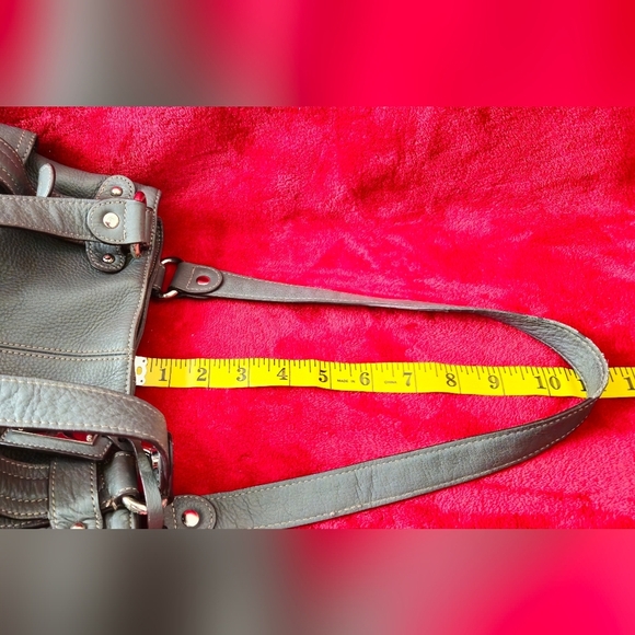Tignanello Gray Leather Shoulder Bag - Picture 9 of 11